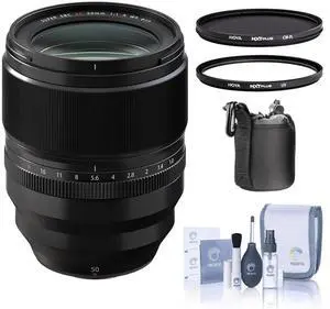 Fujifilm XF 50mm f/1.0 R WR Lens, Black, Bundle with Hoya 77mm UV+CPL Filter Kit, Lens Case, Cleaning Kit