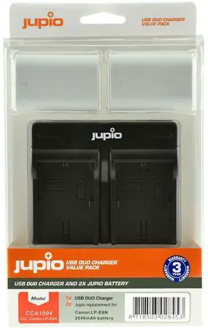 Jupio Value Pack with 2x LP-E6N 7.2V 2040mAh Lithium-Ion Battery and USB Dual Charger