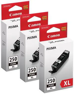 Canon 3 Pack PGI-250XL Pigment Black Ink Tank for Select PIXMA iP, iX, MG, MX Series Printers Canon 3 Pack PGI-250XL Pigment Black Ink Tank for Select PIXMA iP, iX, MG, MX Series Printers