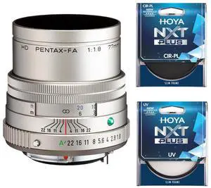 Pentax HD Pentax-FA 77mm f/1.8 Limited Lens, Silver, Bundle with Hoya 49mm UV+CPL Filter Kit