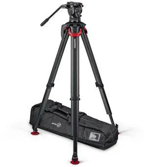 Sachtler aktiv10 Sideload Fluid Head System with flowtech100 Tripod, Rubber Feet