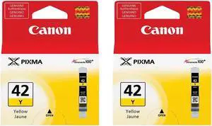 Canon 2 Pack CLI-42 Yellow Ink Cartridge #6387B002 2