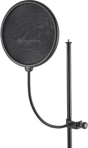 K&M 23966 Popkiller Pop Filter & Gooseneck Combo, Large Shield Diameter, Black