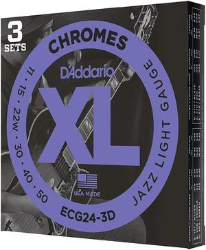 D'Addario ECG24 XL Chromes Guitar Strings Set, Jazz Light, 11-50 Gauge, 3-Pack