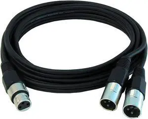 Audio 2000s ADC2034 10'x5/10mm One XLR Female to Two XLR Male Audio Cable