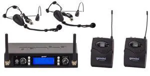 Gemini UHF-6200HL Dual Channel Wireless PLL System with 2x Headset Lavalier Mic