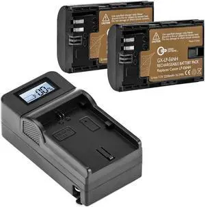 Green Extreme 2 Pack LP-E6NH Battery and Compact Smart Charger Kit #GXLPE6NHK2