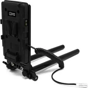 Core SWX 15mm Rail Mount Cheese Plate with V-Mount Battery Plate and 10" 2-Pin Coil Cable for Blackmagic Pocket 4K & 6K