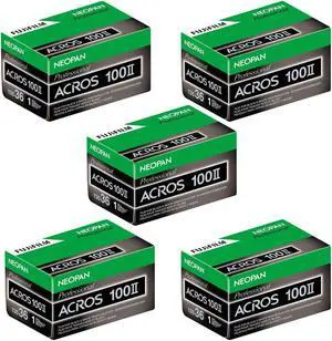 Fujifilm Neopan 100 Acros II Black & White Negative Film, 135 Roll Film, 5-Pack
