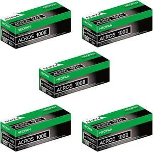 Fujifilm 5 Pack Neopan 100 Acros II Black and White Negative Film, 120 Roll Film