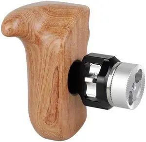 CAMVATE Left Side Wooden Handle Grip with Arri Rosette and Dual 1/4"-20 Mount