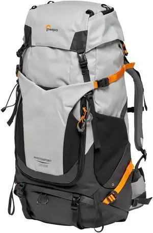 Lowepro PhotoSport PRO BP 55L, Backpack for Reflex and Mirrorless Cameras, Front and Rear Access, Removable Camera Insert, Accessory Straps, Size: S/M, Colour Dark/Light Gray