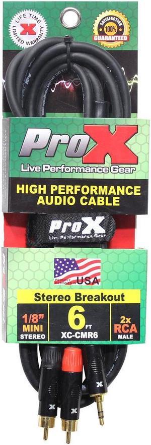 ProX XC-CMR6 6' 1/8" (3.5mm) TRS to Dual RCA-M High Performance Audio Cable