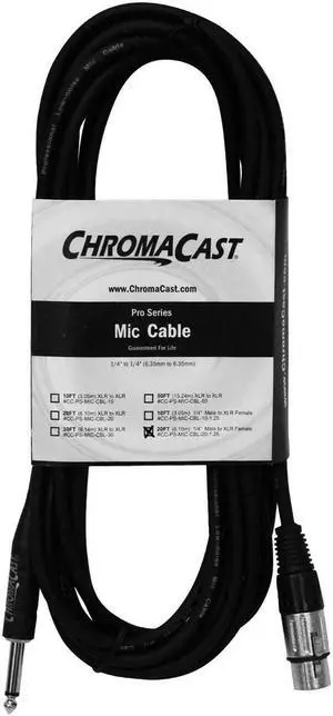 ChromaCast Pro Series 1/4" Male to XLR Female Mic Cable, 20' #CCPSMICCBL20125