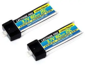 COMMON SENSE RC Lectron Pro 3.7V 160mAh 25C Li-Po Battery with Micro Connector, 2-Pack