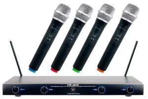 VocoPro VHF-4005 4 Channel Rechargeable VHF Wireless Mic System, 4x Mics, CH 2