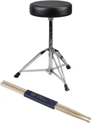 H&A Double-Braced Drum Throne with Walnut 5A Wood Tip Drumstick, Pair #HADTHWD