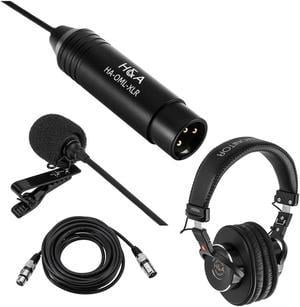 H&A Omni-Directional Lavalier XLR Microphone w/XLR Cable/Pro Headphones