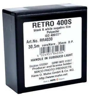 Rollei Retro 400S Black and White Negative Film (35mm Roll Film, 100' Roll)