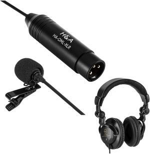 H&A Pro Omni-Directional Lavalier XLR Microphone with Headphones #HA-OML-XLR A