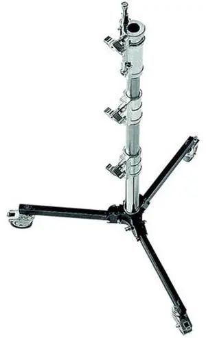 Avenger Lowboy Junior 4' Studio Roller Lightstand with 5/8" Mounting Stud, Chrome Steel Base / Column, Aluminum Risers