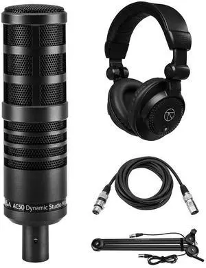 H&A AC50 Cardioid Dynamic Studio Broadcast Microphone w/Broadcast Arm & Acc Kit
