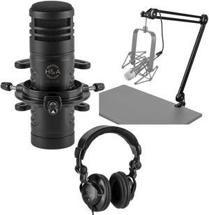 H&A AC60 Hypercardioid Dynamic Studio Broadcast Microphone with Headphones/Arm