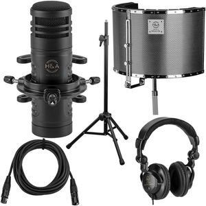 H&A AC60 Hypercardioid Dynamic Broadcast Mic w/Reflection Filter Silver & Acc
