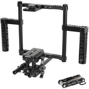 CAMVATE Hand-Held Full Frame Camera Cage w/QR Baseplate, 15mm Rod Support System