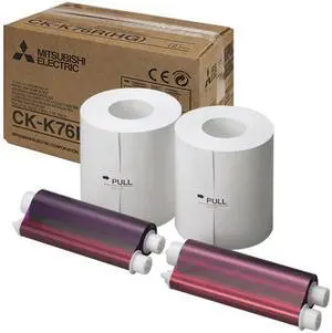 Mitsubishi CK-K76RHG 6" HG Paper & Ink Ribbon Set for CP-K60DW-S Photo Printer