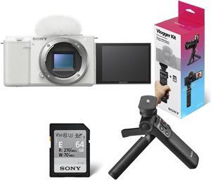 Sony ZV-E10 Mirrorless Camera, White with ACCVC1 Vlogger Accessory Kit