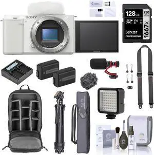 Sony ZV-E10 Mirrorless Camera Body (White) with Complete Accessories Kit