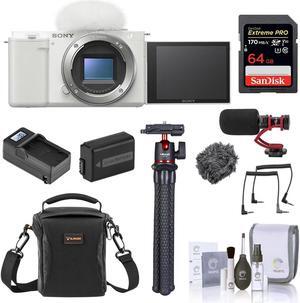 Sony ZV-E10 Mirrorless Camera Body (White) with Vlogging Kit #ILCZV-E10/W FK