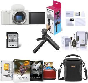 Sony ZV-E10 Mirrorless Camera (White) with Sony Vlogger Kit, Mac Software