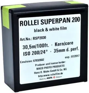 Rollei Superpan 200 Black and White Negative Film (35mm Roll Film, 100' Roll)