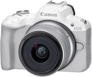 Canon EOS R50 Mirrorless Camera with RF-S 18-45mm f/4.5-6.3 IS STM Lens, White