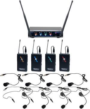 VocoPro Digital-Quad-B 4-Ch UHF Headset & Lapel Mic System, 903.1 to 912.2MHz