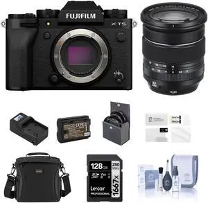 Fujifilm X-T5 Camera, Black w/ XF 16-80mm f/4.0 R OIS WR Lens & Essentials Kit