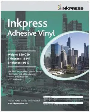 Inkpress AV131920 Adhesive Vinyl Signage Media, 13x19", 20 Sheets