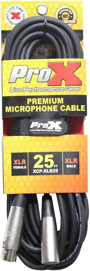 ProX Premium Series XCP-XLR25 25' XLR-F to XLR-M Balanced Audio Microphone Cable