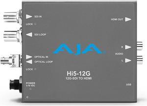AJA Hi5-12G-R-ST 12G-SDI to HDMI 2.0 Mini-Converter with ST Fiber Receiver