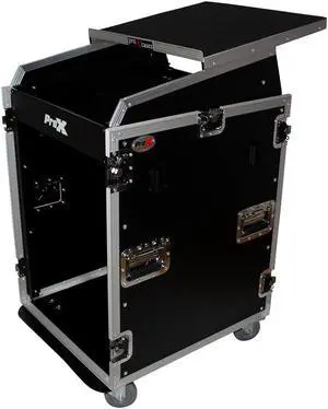 ProX T-16MRSS13ULT Flight Case with Laptop Shelf and Casters for 16U Rack x 13U Top Mixer DJ Combo