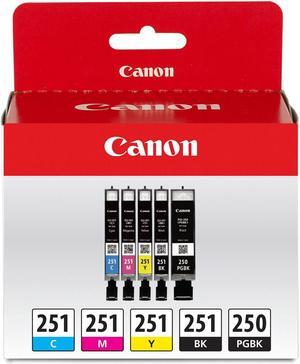 Canon 2x PGI-250 Black & CLI-251 Color Ink 5 Color Value Pack for PIXMA Printers