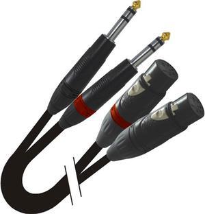 ProX XC-DSXF03 3' Dual 1/4" TRS-M to Dual XLR3-F Balanced Audio Cable