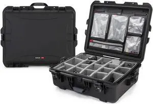 Nanuk 945 Waterproof Hard Case with 5-Pocket Lid Organizer and Padded Divider for Camera, Black