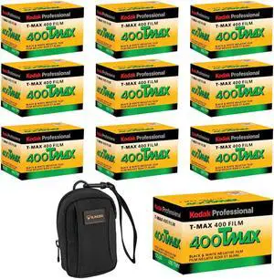 Kodak T-Max 400 TMY 35mm B&W Negative Film, 24 Exposure, 10-Pack with Camera Bag
