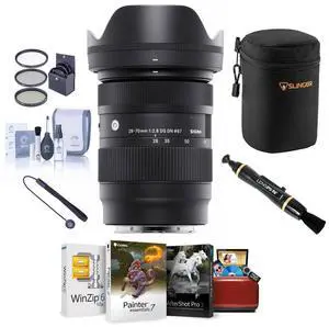 Sigma 28-70mm f/2.8 DG DN Contemporary Lens for Sony E, Bundle with Corel Mac Software Suite, 67mm Filter Kit, Lens Pouch, Lens Cleaner, Cleaning Kit, Lens Cap Tether