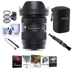 Sigma 28-70mm f/2.8 DG DN Contemporary Lens for Sony E, Bundle with Corel PC Software Suite, 67mm Filter Kit, Lens Pouch, Lens Cleaner, Cleaning Kit, Lens Cap Tether
