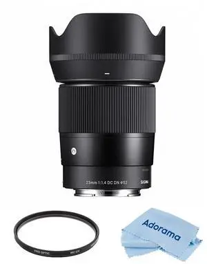 Sigma 23mm f/1.4 DC DN Contemporary Lens for Sony E Bundle with 52mm Multi Coated UV Filter, Microfiber Cleaning Cloth