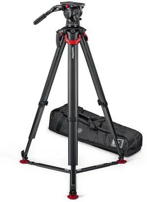 Sachtler aktiv14T 100mm Fluid Head with flowtech 100 Carbon Fiber Tripod and Ground Spreader